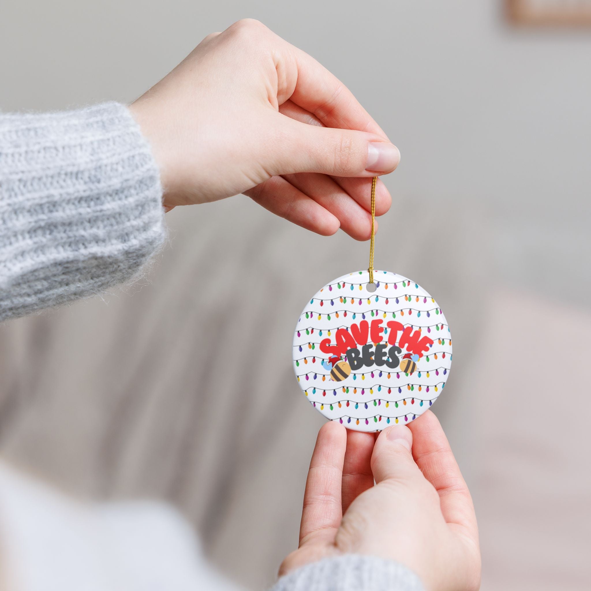 Save the Bees Ceramic Ornament – Eco-Friendly