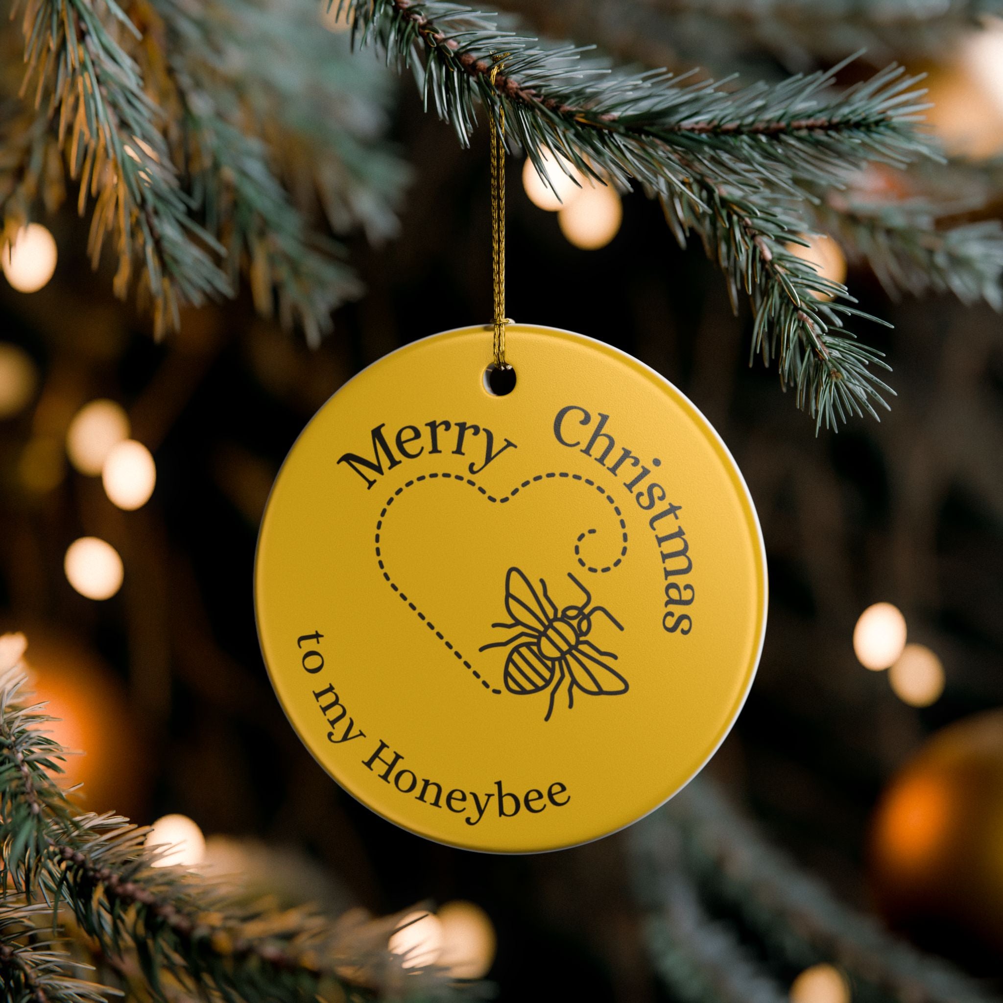 Ceramic Ornament "Merry Christmas to My Honeybee" – Eco-Friendly