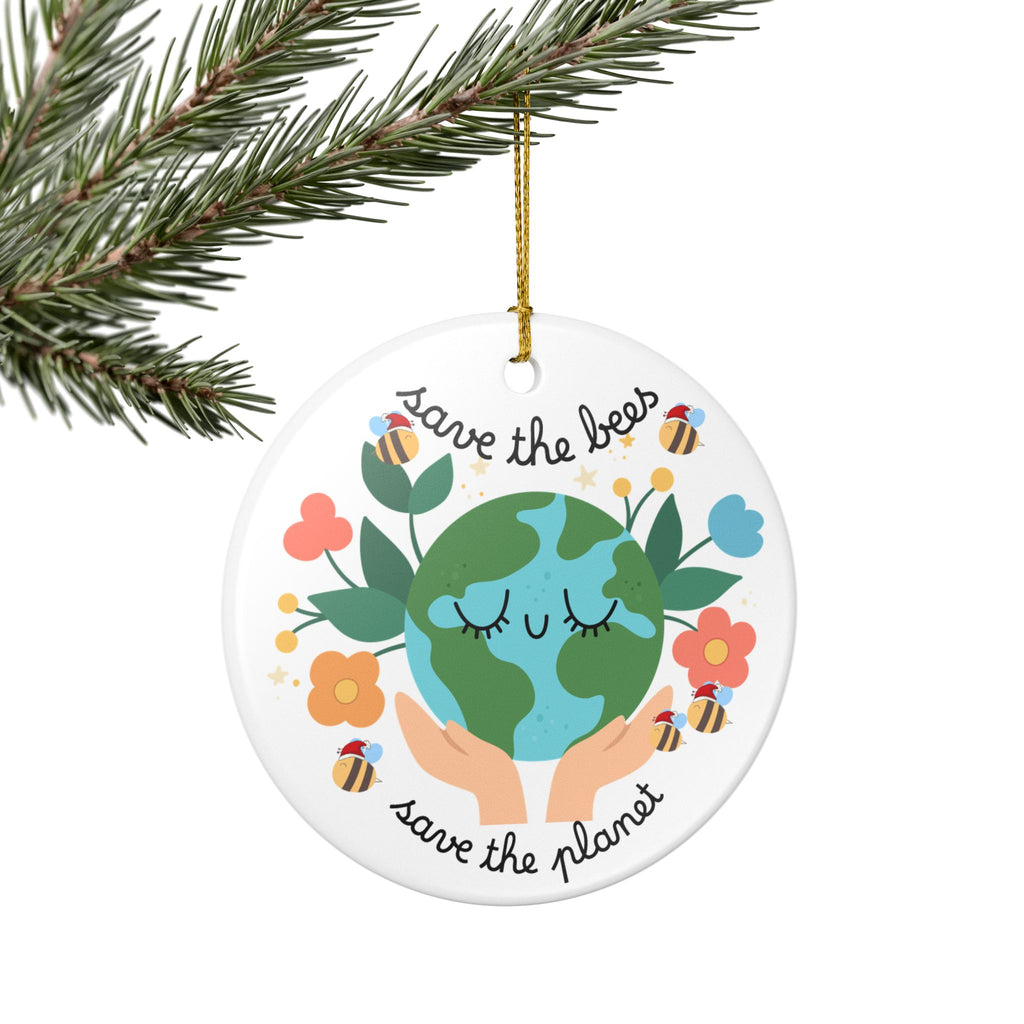 Save the Bees Ceramic Ornament — Eco-Friendly