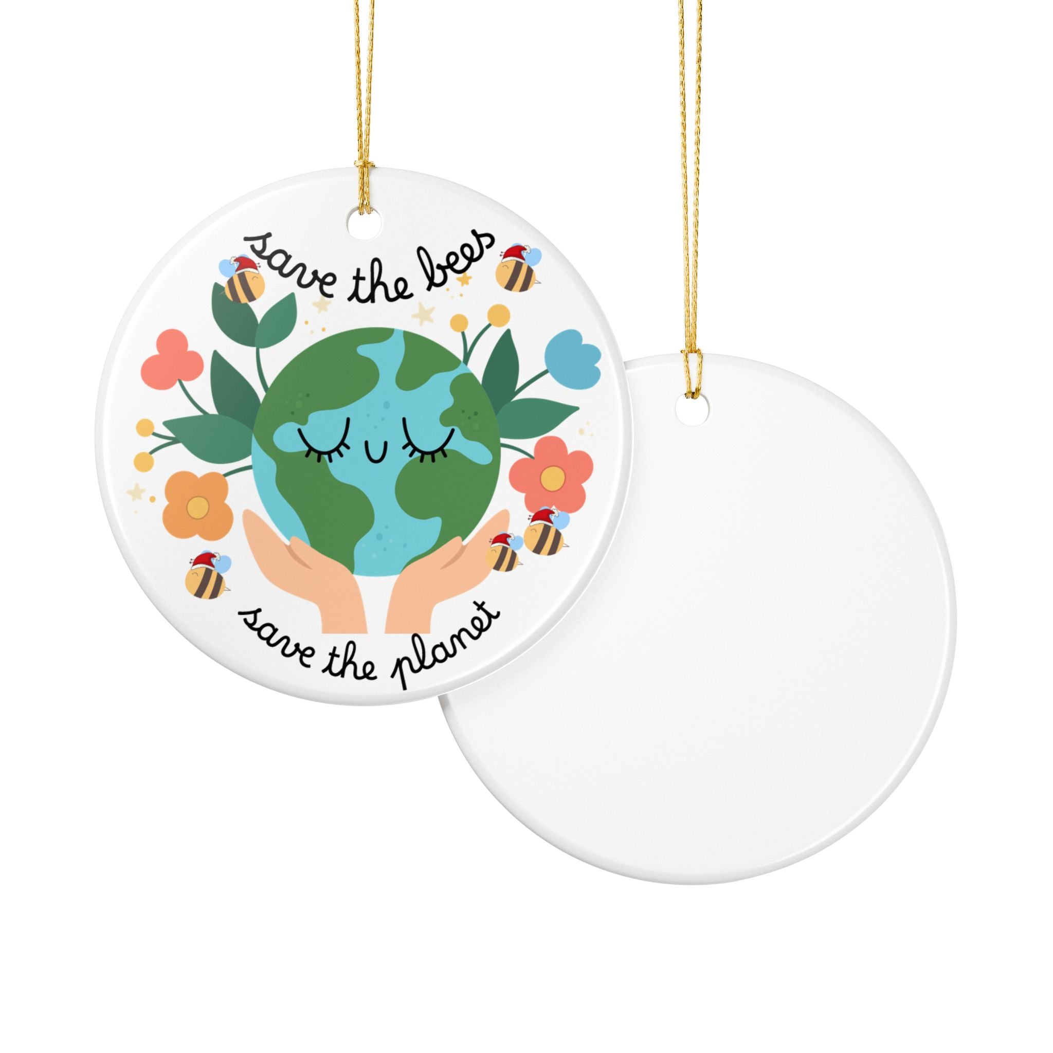 Save the Bees Ceramic Ornament — Eco-Friendly
